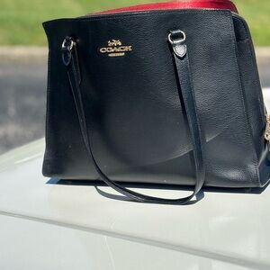 Coach Black and Red Large Leather Bag